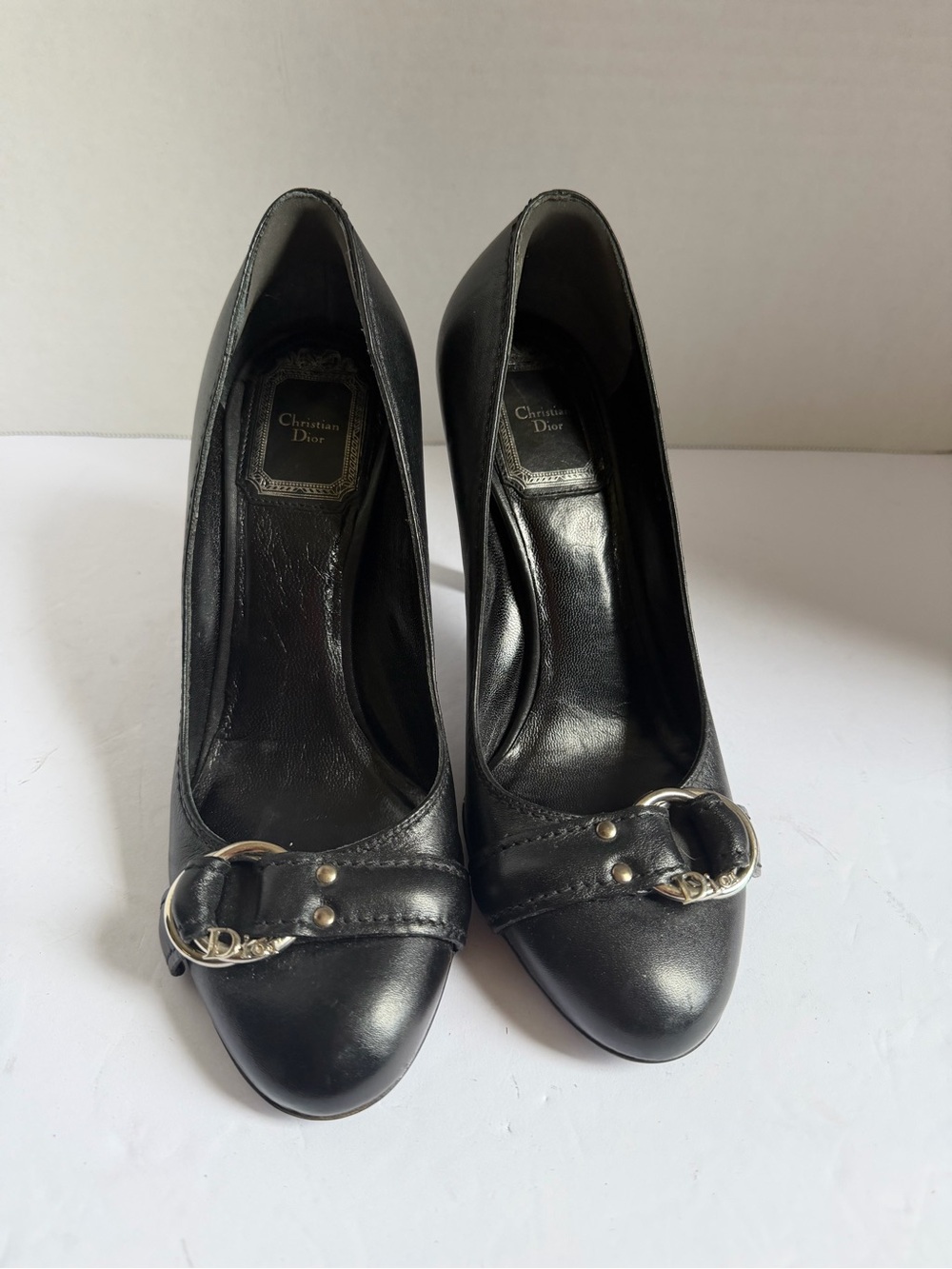 Dior Black Leather Buckle Pumps